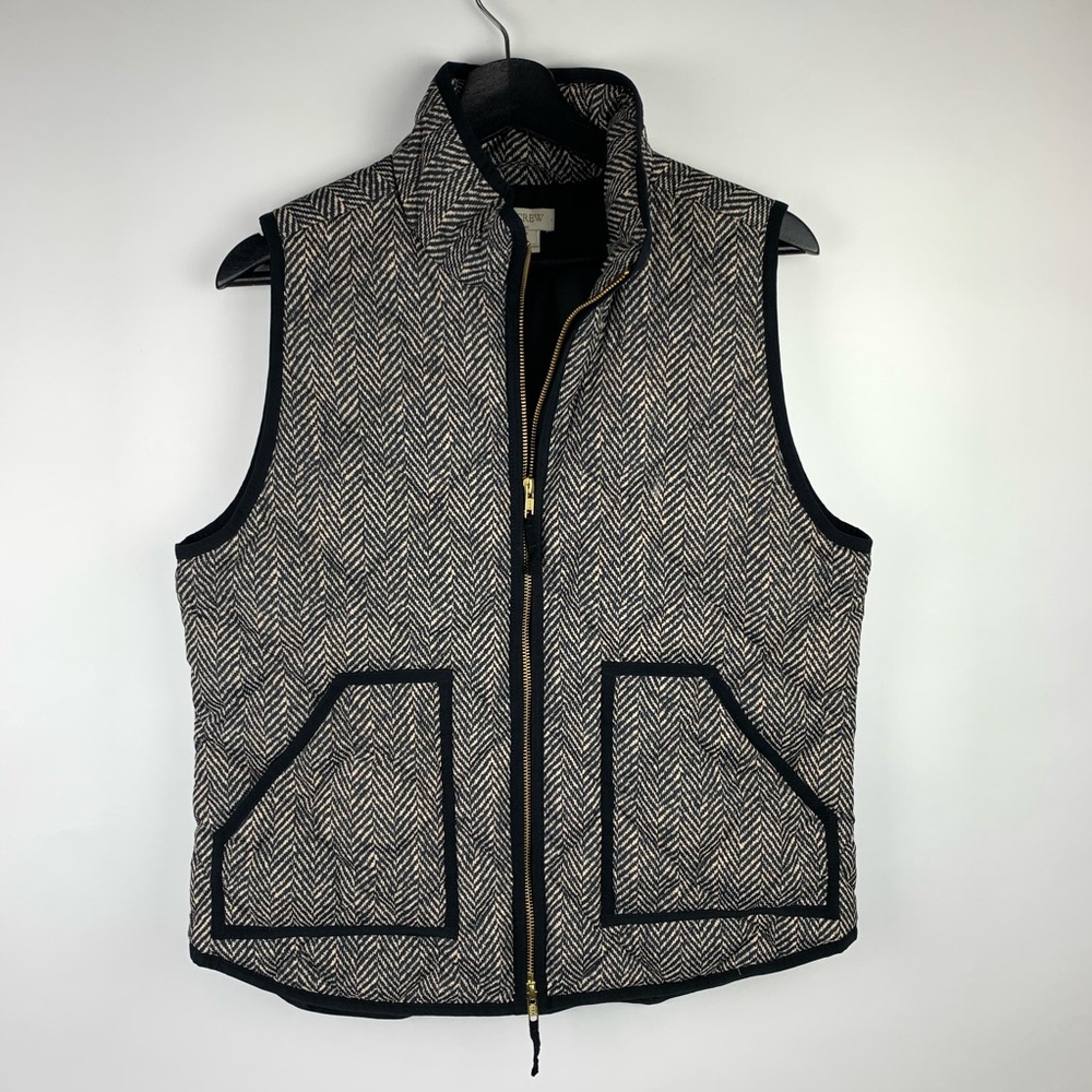 J. Crew Excursion Herringbone Vest Down Quilted M - image 1
